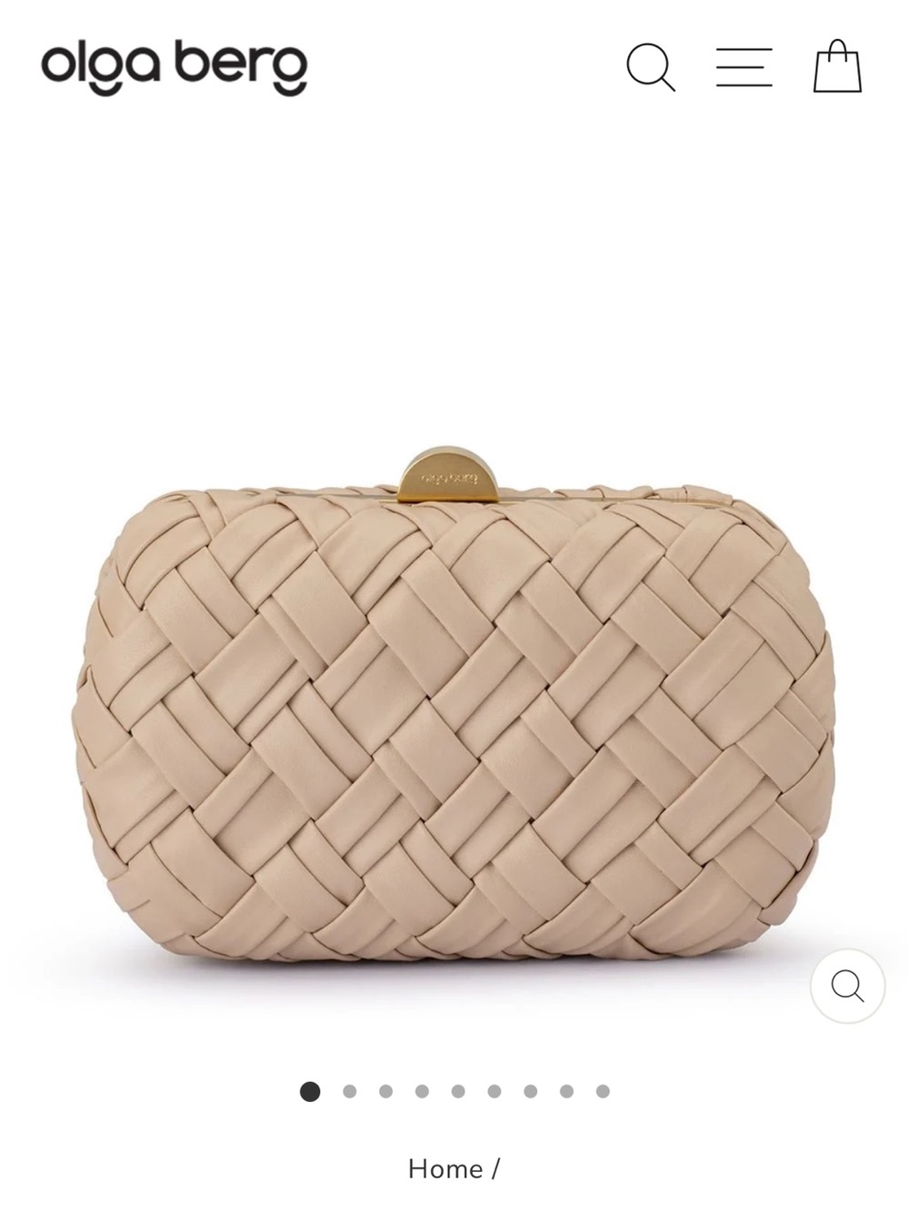 Olga Berg Braided Clutch in Beige with Gold-Tone Clasp